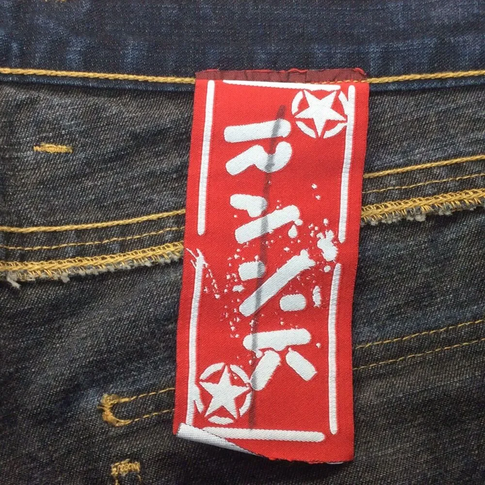 Rank Brand Jeans Men’s Sz 34x32 Dark Wash Stretch Flap Back Pockets Made In USA